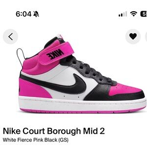 Nike court borough mid 2 
White & fierce pink 
Youth 6 - NWT